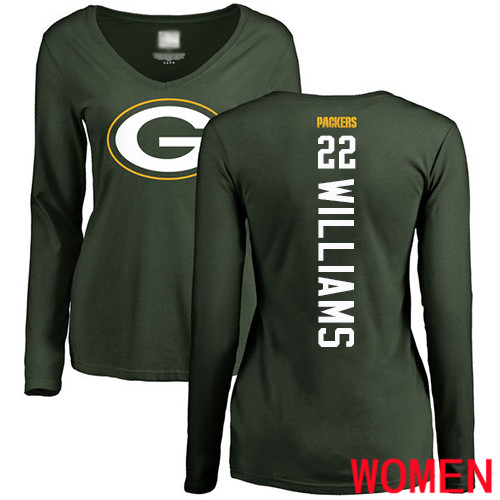 Green Bay Packers Green Women #22 Williams Dexter Backer Nike NFL Long Sleeve T Shirt->women nfl jersey->Women Jersey